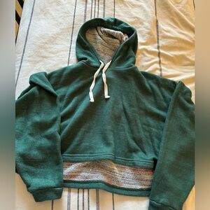 Green/colorful inside crop hoodie
